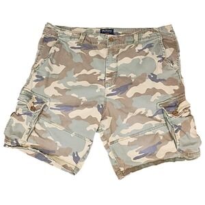 American Eagle Extreme Flex Classic Camo Cargo Shorts Mens 44 Green Tan